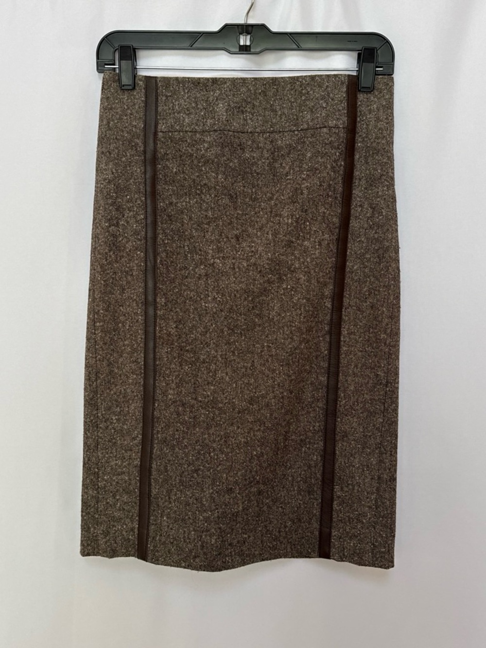 bebe Brown Tweed Pencil Skirt with Dark Trim